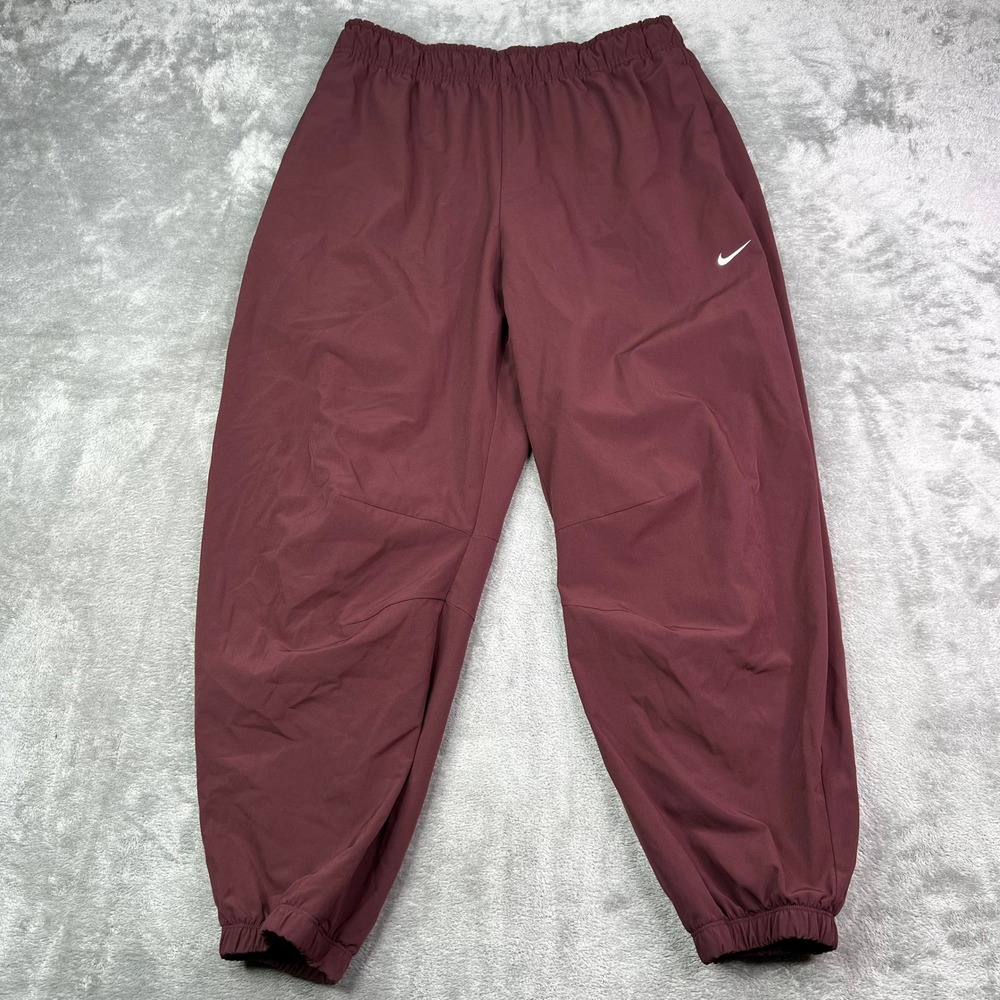 Nike One Repel Woven Jogger Pants Womens Medium Burgundy Solid Stretch High Rise